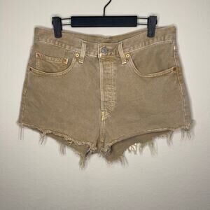 Levi’s 501 Denim Shorts High Rise Cutoff Women’s Tan Button Fly - Size 31